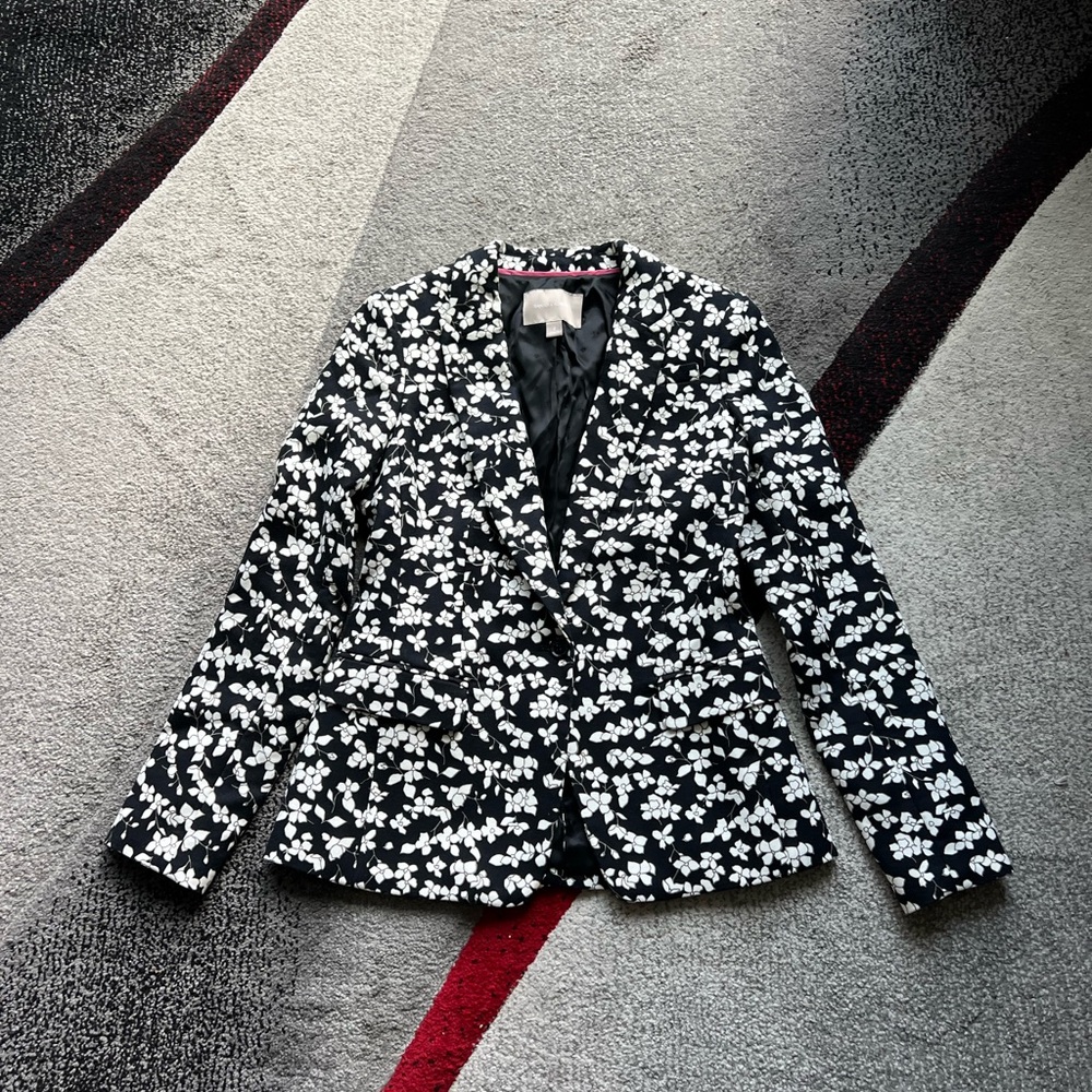 Banana Republic Floral Black Blazer